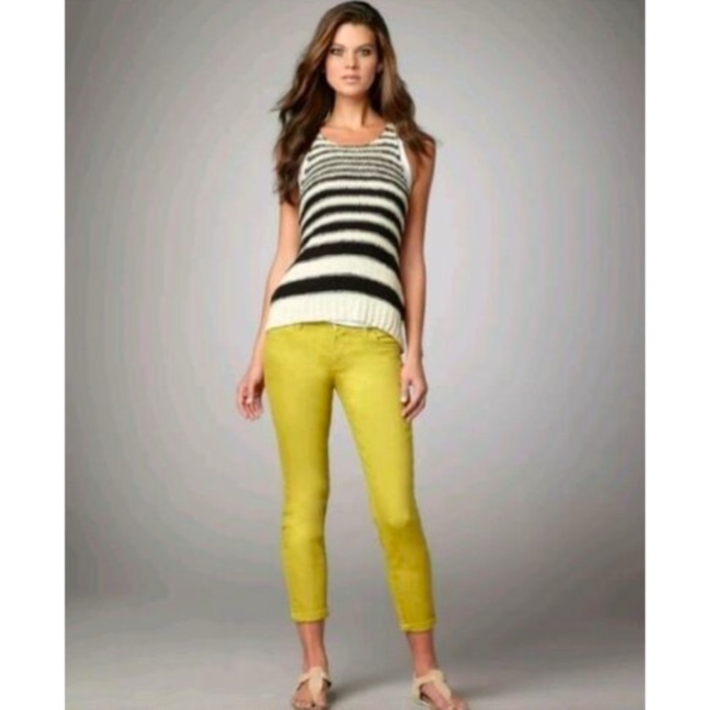Vince Chartreuse Crop Skinny Ankle Jeans Size 28 Mid Rise Stretch